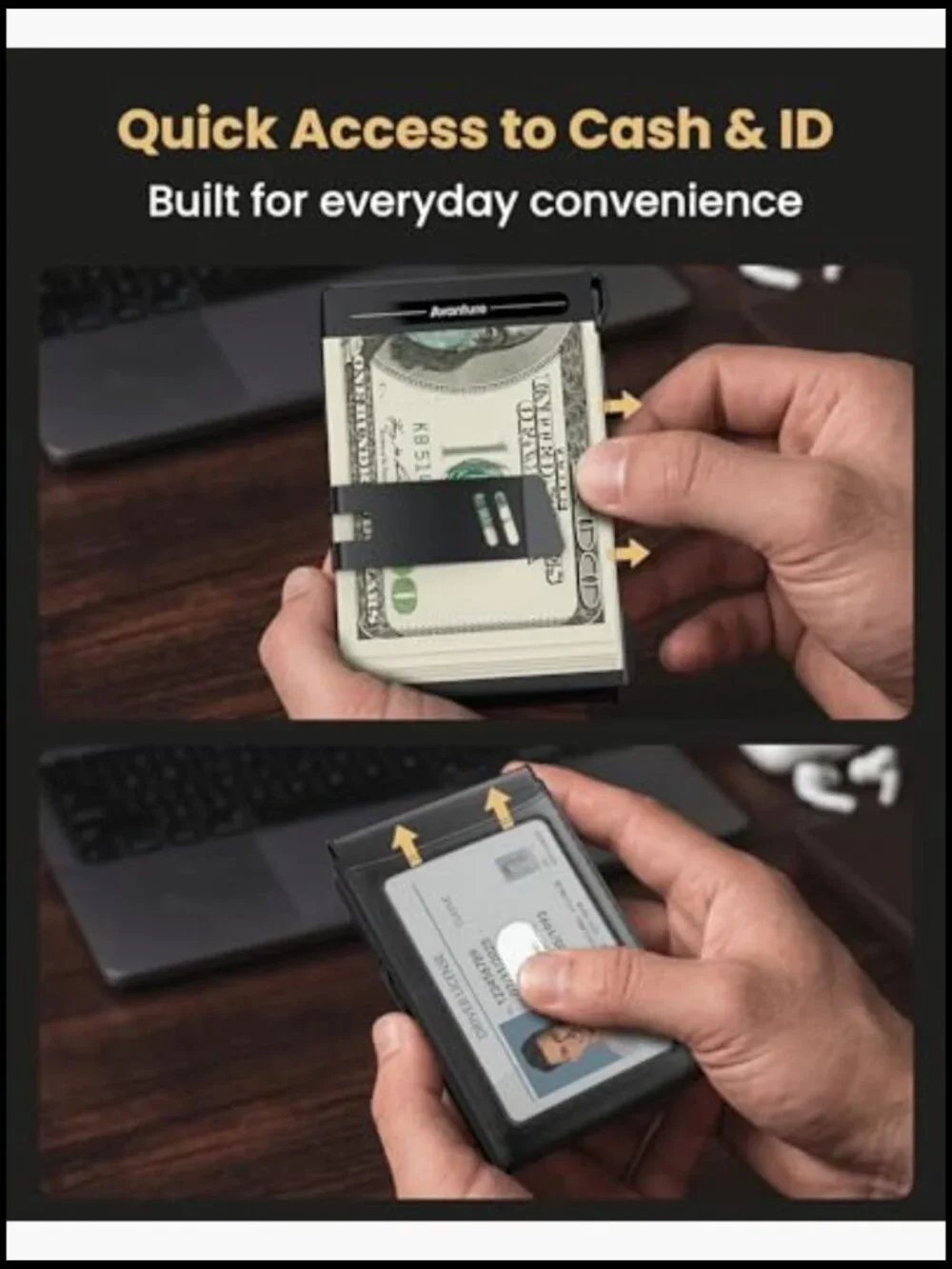 Slim Pop Up Card Holder with RFID Blocking and Money Clip